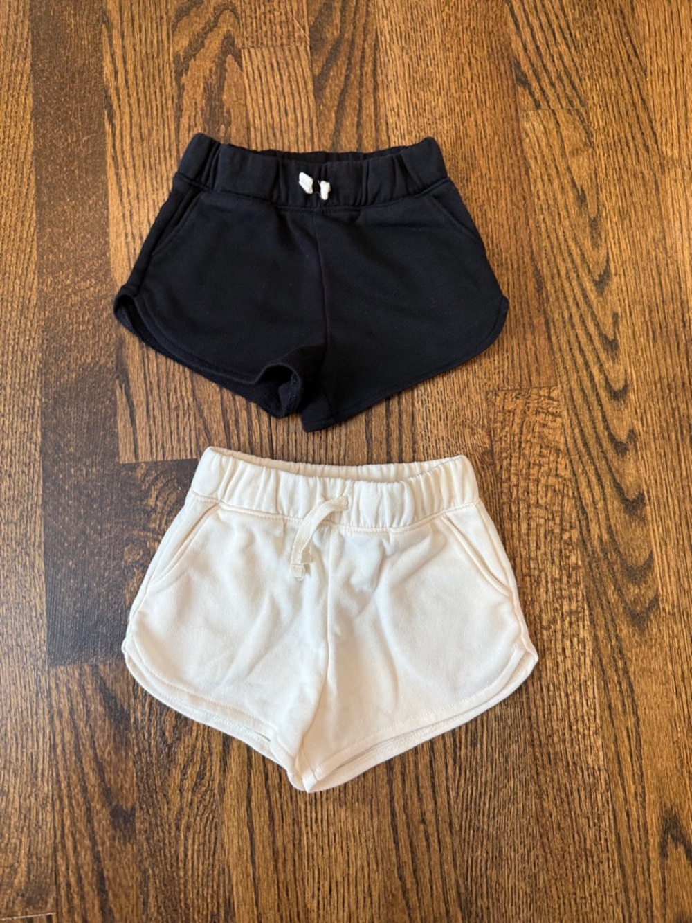 Old Navy Black and Cream Girls' Pull-On Shorts Duo